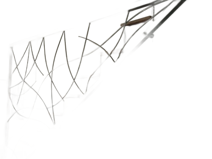 Lignes et formes abstraites sur fond blanc.