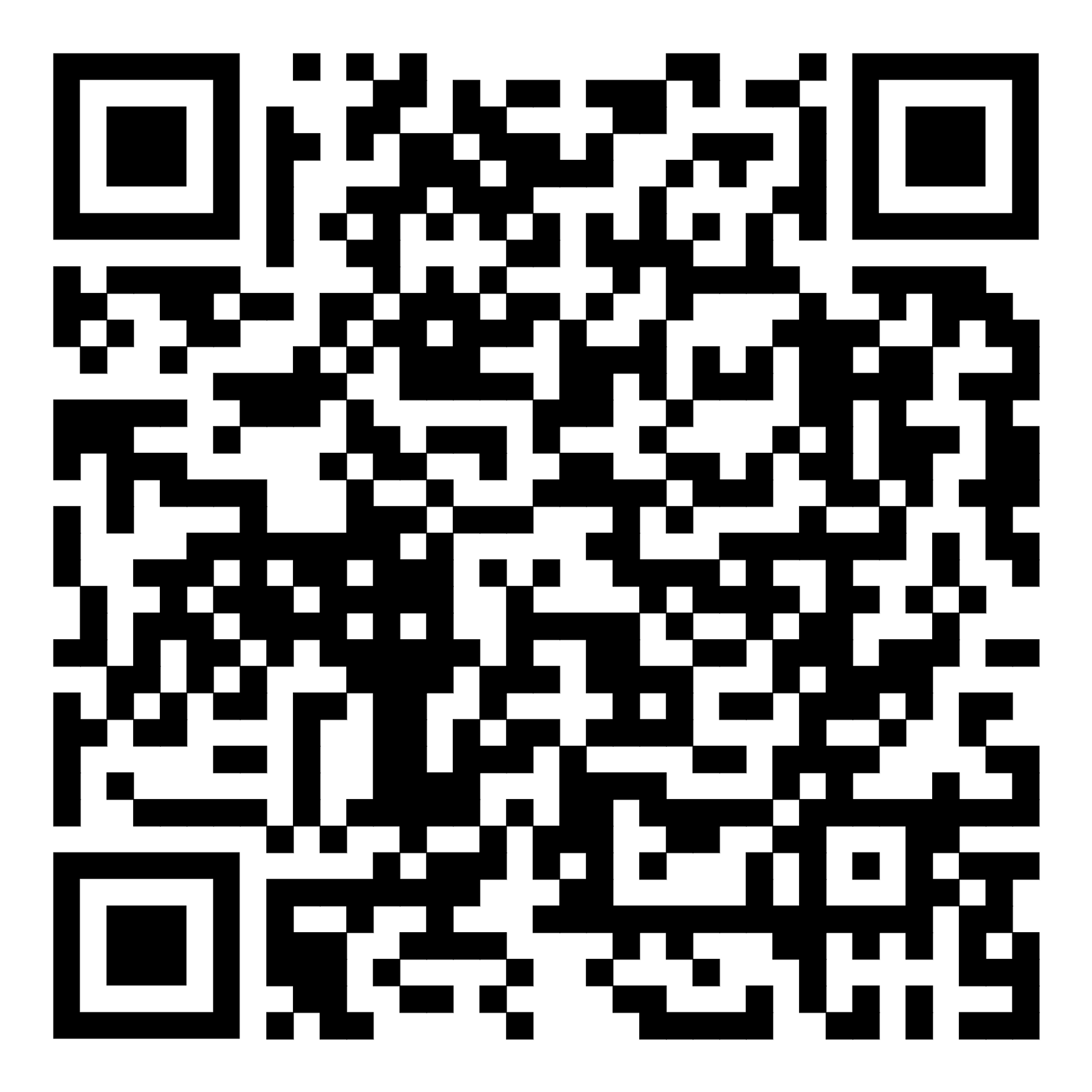 Código QR, patrón cuadrado de módulos en blanco y negro, utilizado para escanear con un dispositivo móvil.
