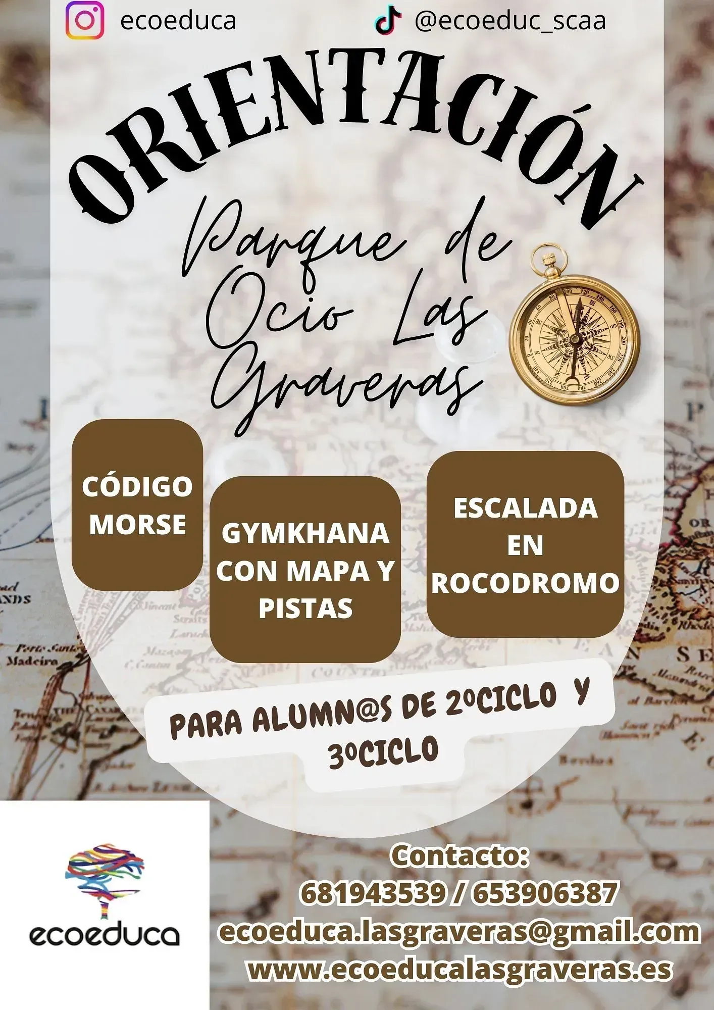 Un cartel con una brújula que dice orientación.