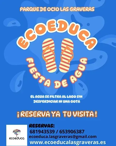 An advertisement for parque de ocio las gravaras fiesta de agua
