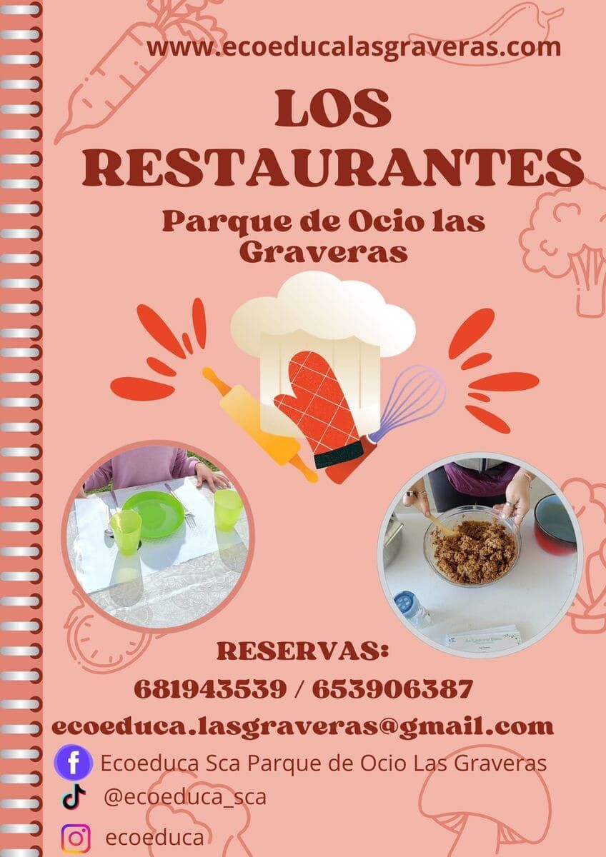 Un cuaderno de espiral de color rosa con un gorro de chef y un guante de horno encima.