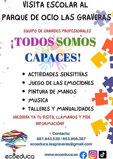 A poster that says visita escolar al parque de ocio las gravas