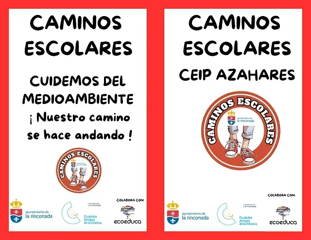 Dos carteles que dicen caminos escolares en ellos