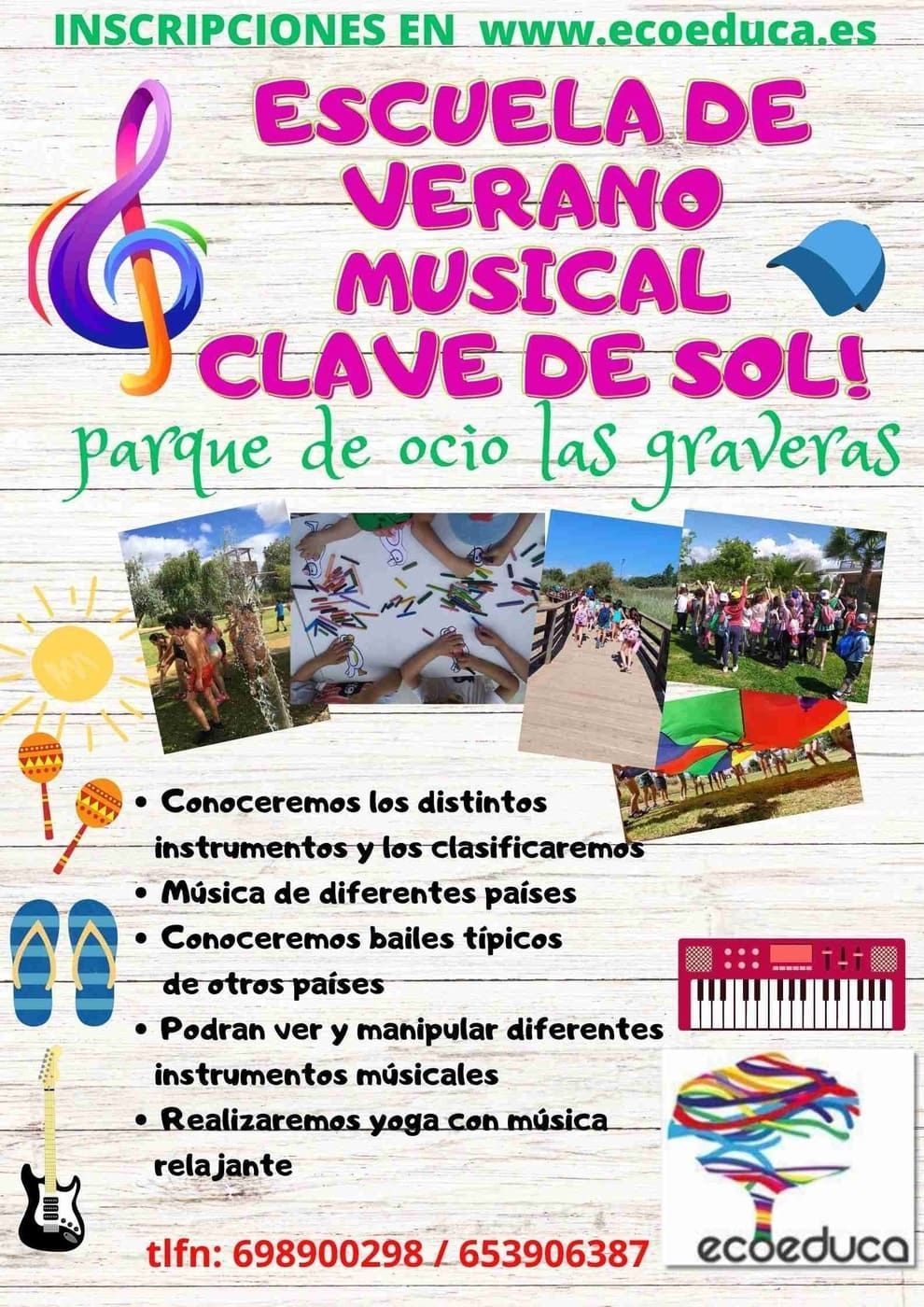 A poster for escuela de verano musical clave de sol !