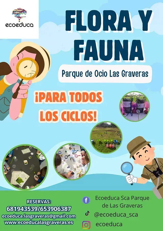 A poster for flora y fauna parque de ocio las gravaras