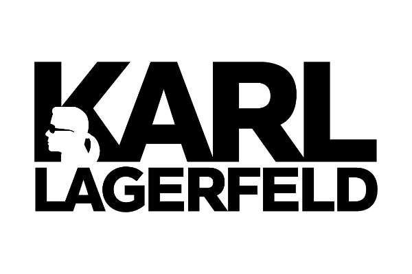 Das Logo von Karl Lagerfeld ist schwarz-weiß und zeigt einen Männerkopf.