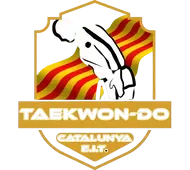 Un logotipo de taekwondo con una bandera.