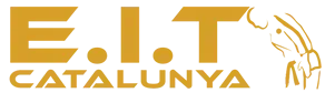 Un logotipo para EIT Catalunya con una mujer sosteniendo una raqueta de tenis.