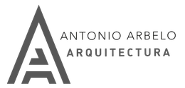 Logotipo de Antonio Arbelo Arquitectura con una "A" gris estilizada y texto sobre fondo blanco.
