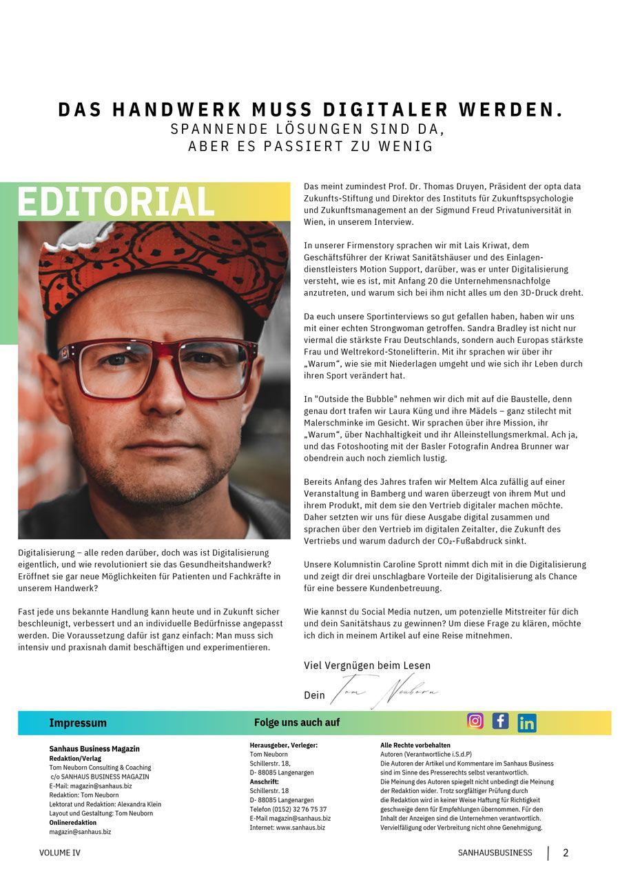 In einem Leitartikel ist ein Mann mit Brille und Hut zu sehen.