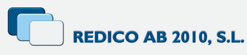 Un logotipo azul y blanco para Redico AB 2010 SL