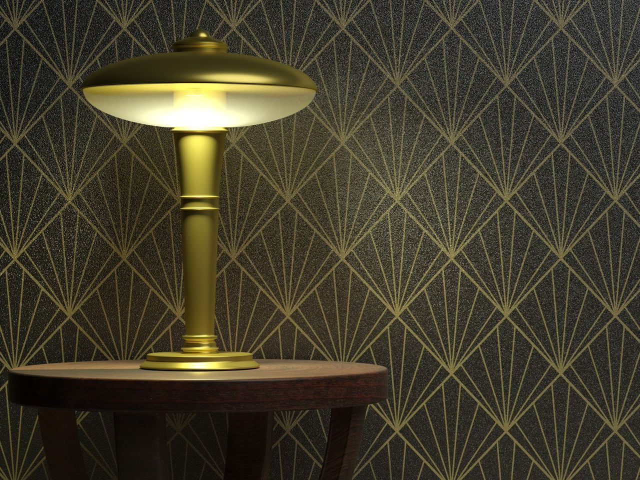 Papier peint avec motifs vintage dorés