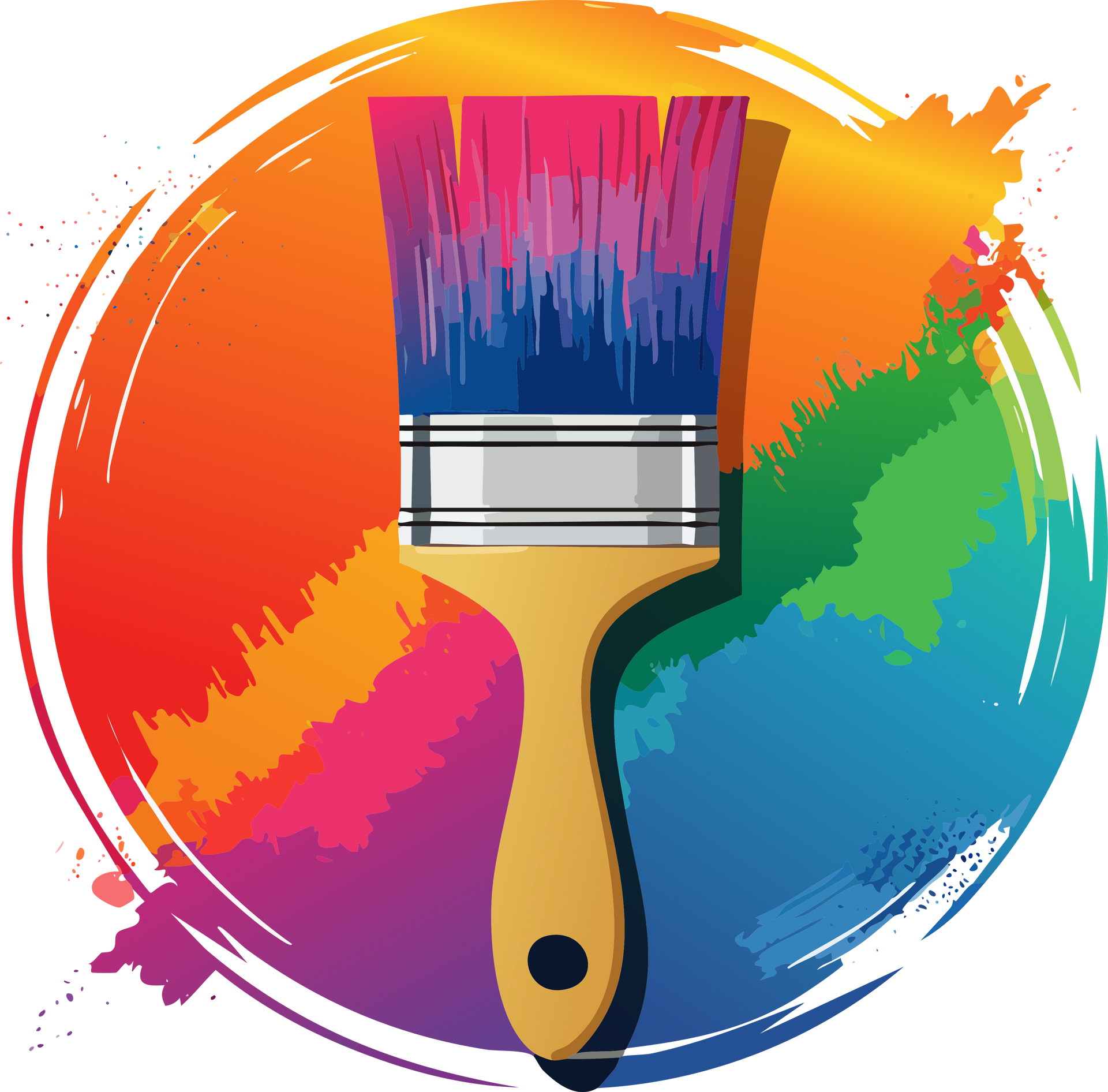 Pinceau de peintre et cercle graphique coloré