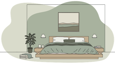 Chambre à coucher avec murs peints en vert