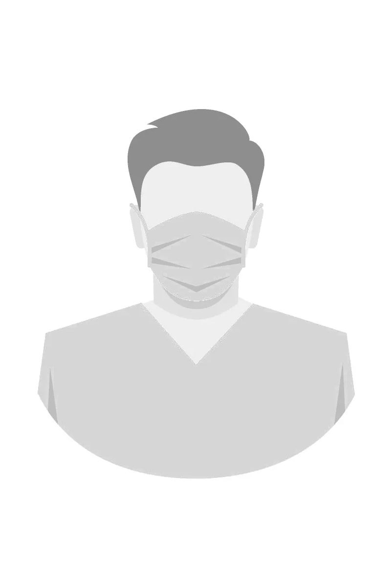 Avatar genérico de una persona de color gris con una mascarilla facial sobre un fondo blanco.