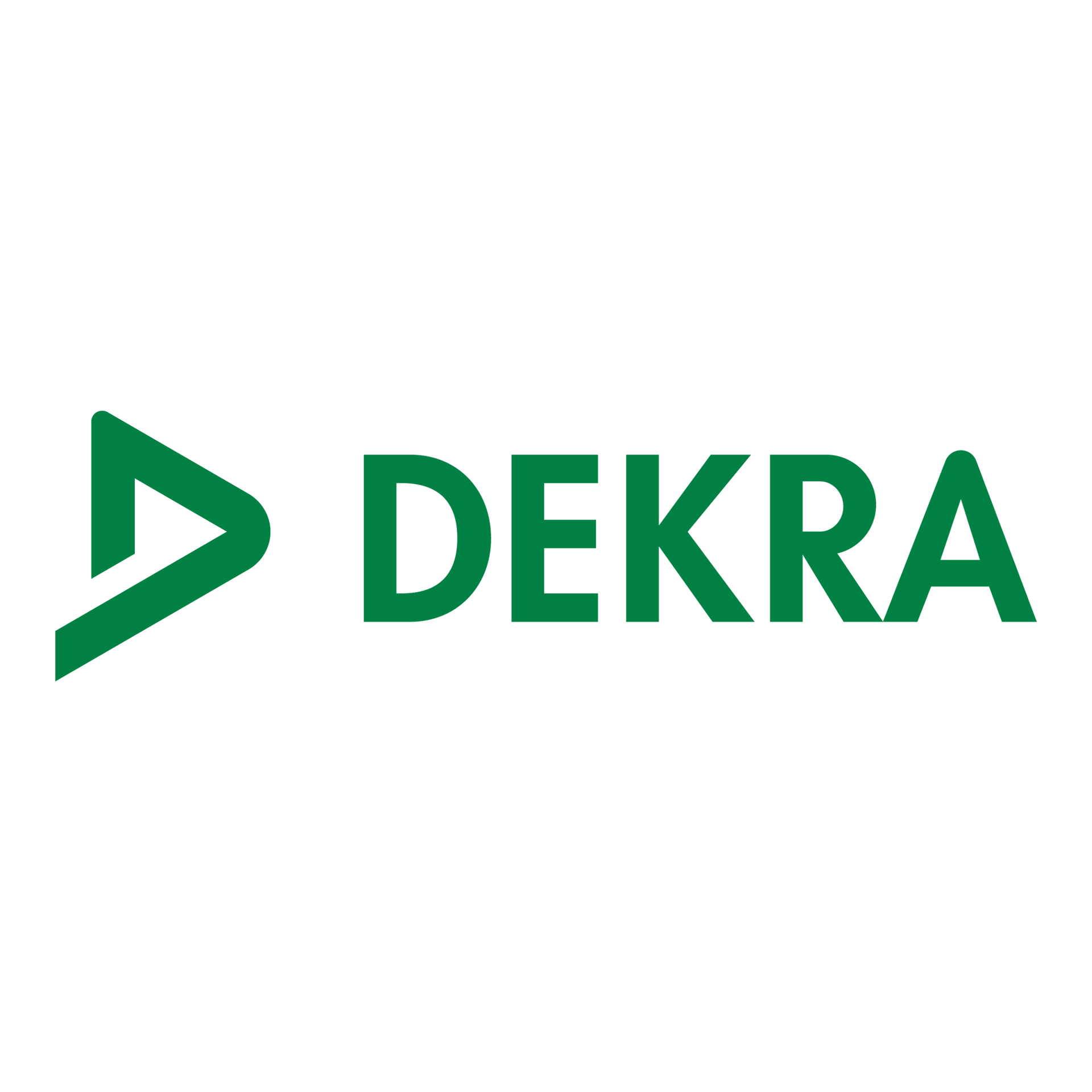 Das Dekra-Logo zeigt einen grünen Pfeil nach rechts.