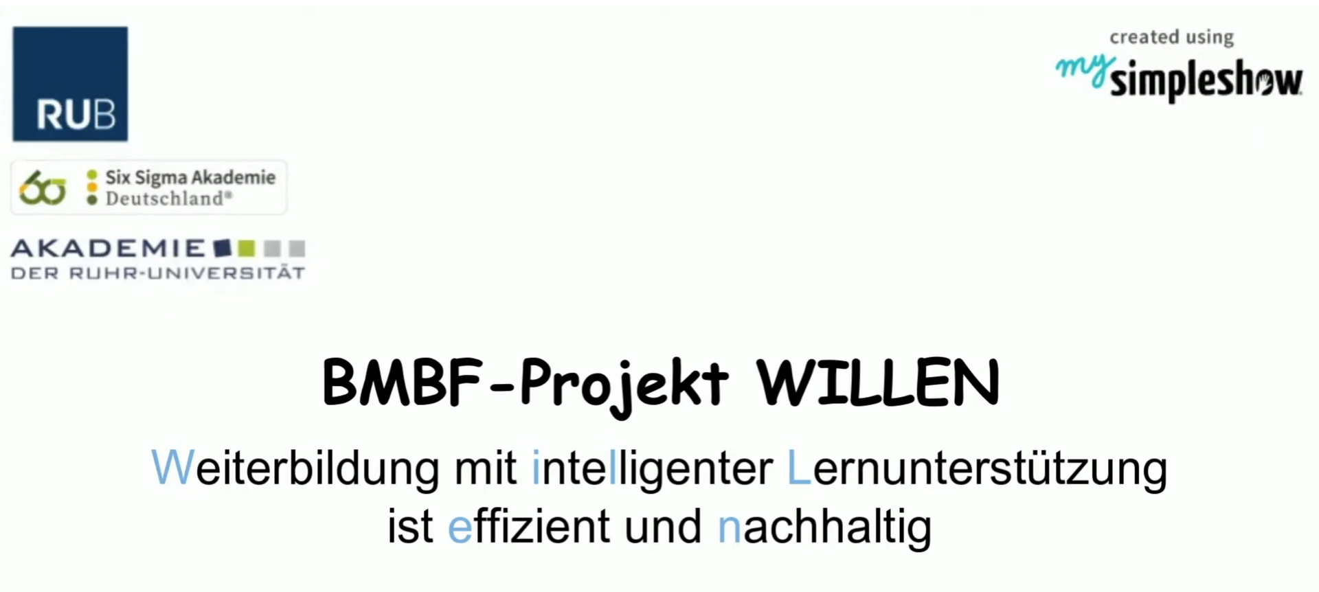 BMBF-Projekt WILLEN. Beschreibung des Forschungsprojektes und Startbild des WILLEN-Videos von simpleshow. BMBF-Projekt WILLEN. Beschreibung des Forschungsprojektes und Startbild des WILLEN-Videos von simpleshow.