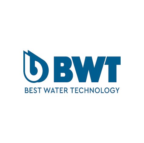 Das Logo von BWT Best Water Technology ist blau und weiß auf weißem Hintergrund.