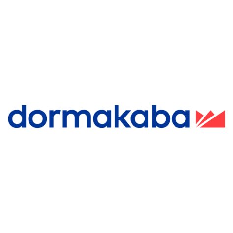 Das Dormakaba-Logo ist blau und rot auf weißem Hintergrund.