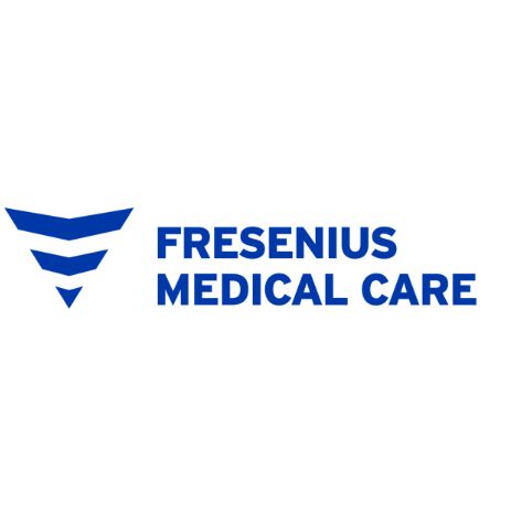 Das Logo von Fresenius Medical Care ist blau und weiß.