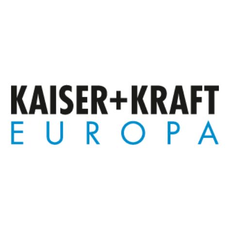 Logo für Kaiser+Kraft Europa in schwarz-blauer Schrift.