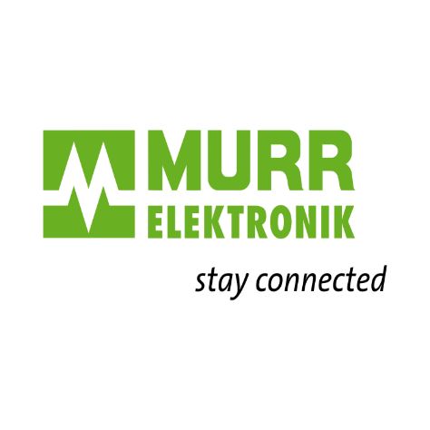 Das Logo von Murr Elektronik ist grün-weiß und trägt den Schriftzug „stay connected“.