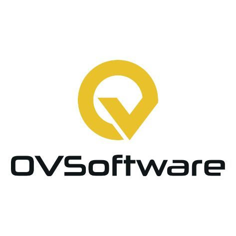 Das Logo von OV Software ist ein gelber Kreis mit einem Dreieck in der Mitte.