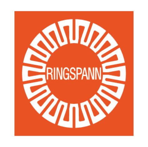 Ein Ringspann-Logo auf orangefarbenem Hintergrund