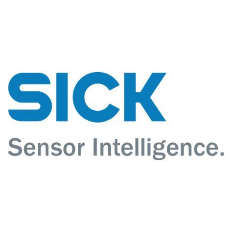 Das Logo von Sick Sensor Intelligence ist blau und weiß auf weißem Hintergrund.