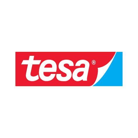Ein rot-blaues Tesa-Logo auf weißem Hintergrund.