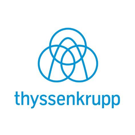 Das Logo von Thyssenkrupp ist ein blauer Kreis mit drei Kreisen darin.