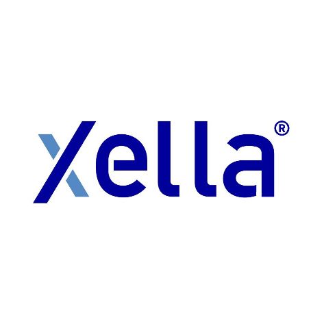 Das Logo von Xella ist blau und weiß auf weißem Hintergrund.
