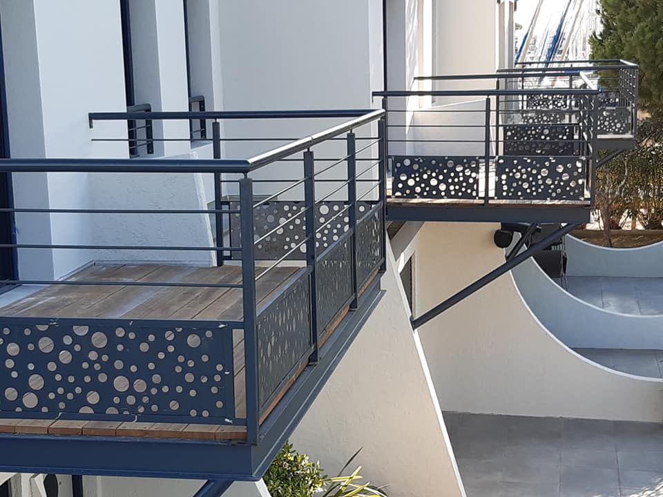 Balcon bois et métal