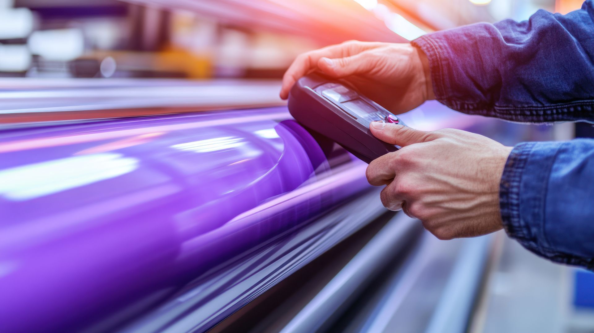 Des mains comparent des échantillons de peinture à la carrosserie d'une voiture rouge pour trouver la teinte exacte.