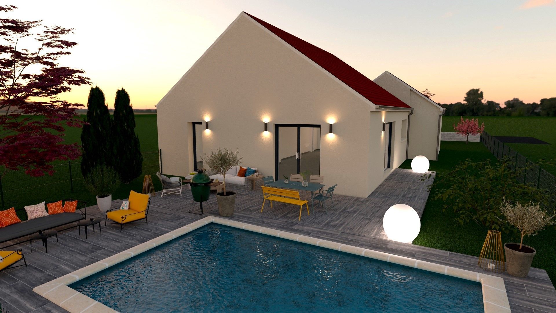 Maison individuelle avec piscine