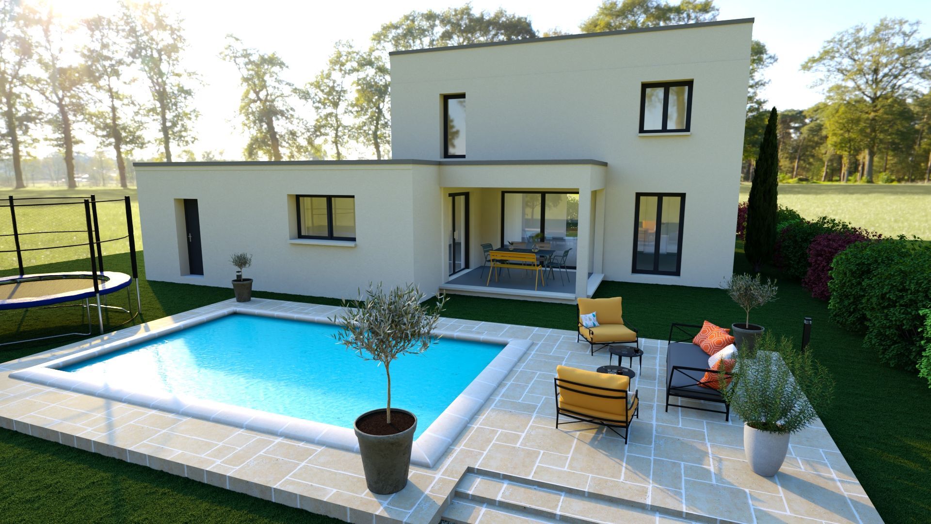 Maison avec toiture terrasse