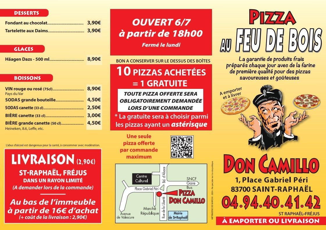 Carte des pizzas présentation