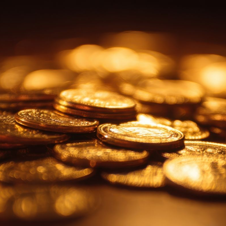 Un tas de pièces d'or les unes sur les autres