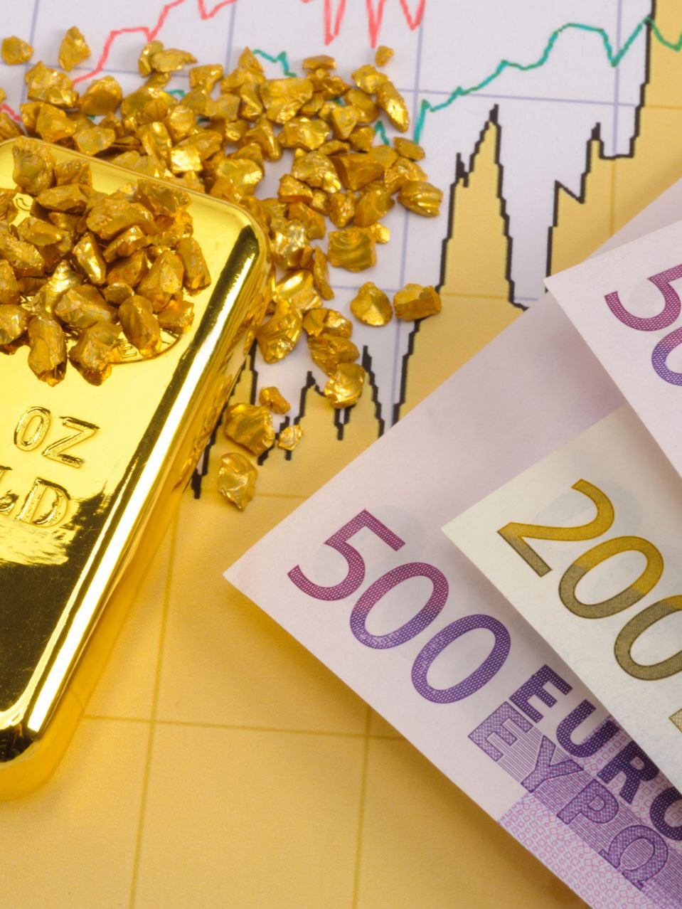 Des billets et un lingot d'or