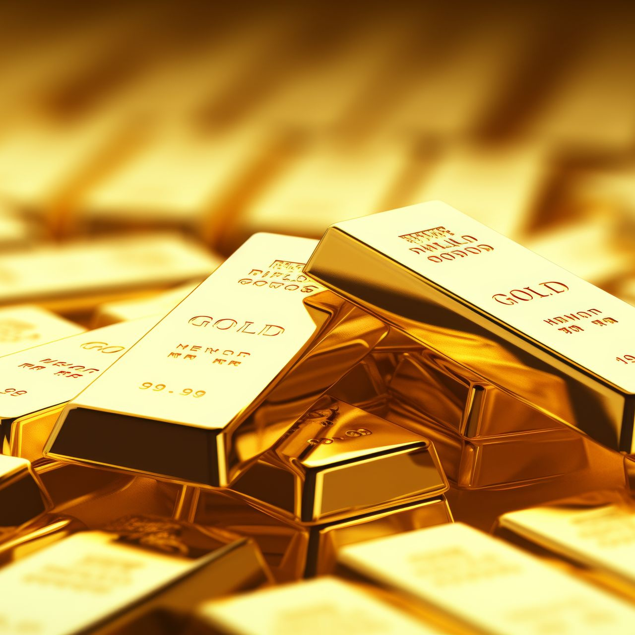 Plusieurs lingots d'or les uns sur les autres