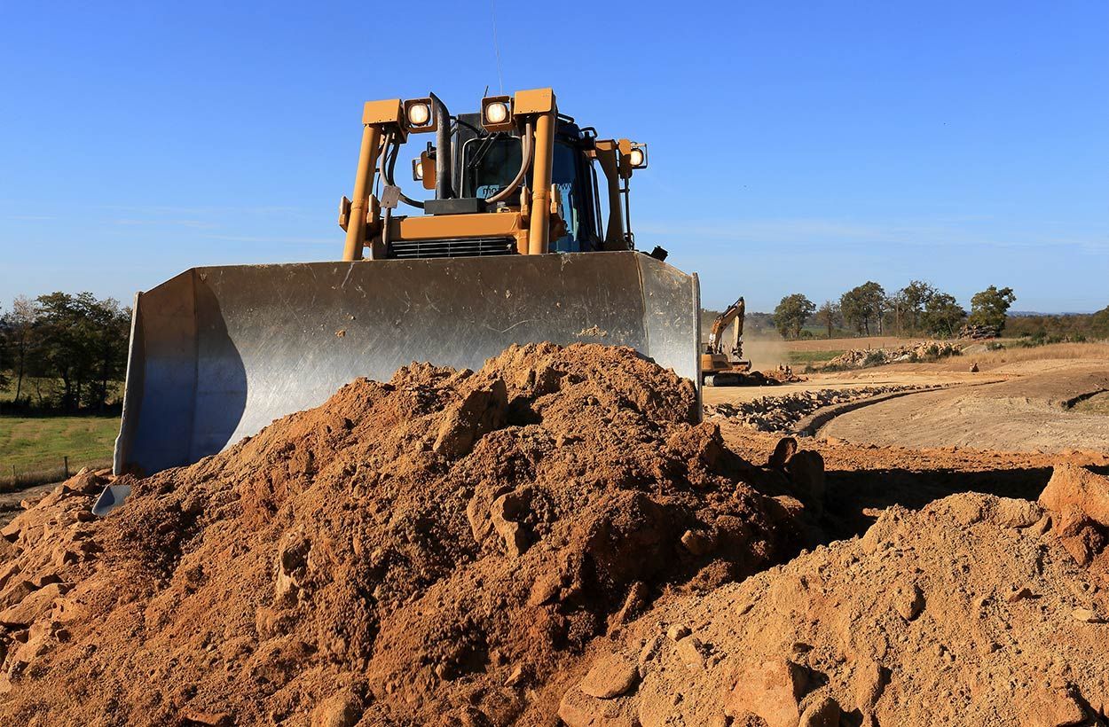 Travaux de terrassement réalisés à l'aide d'un bulldozer 