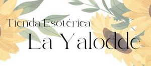 Un logotipo para tienda esoterica la y aloode con girasoles y hojas sobre fondo blanco.