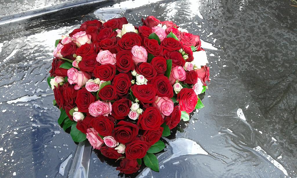 Composition de rose rouge et rose 