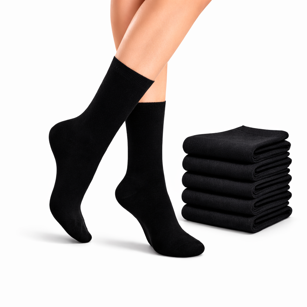 Pack de 6 Calcetines Unisex de Algodón (Talla 35-40) – Deportivos y Casuales, Cómodos, Suaves y Transpirables – Color Negro