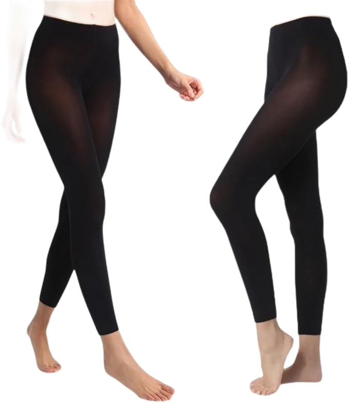 Dos mujeres vestidas con leggings negros.