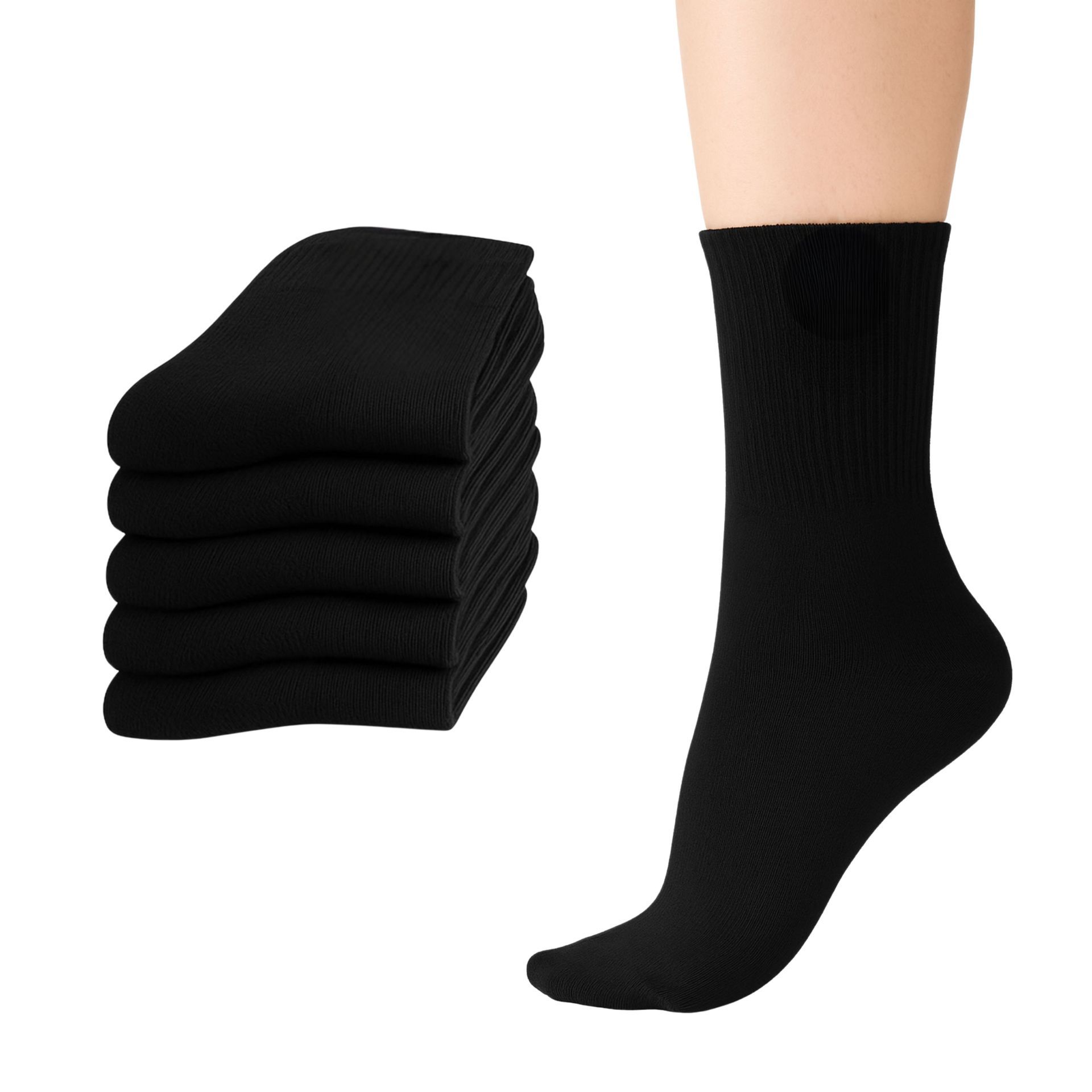 (pack de 6) calcetines mujer/hombre de algodón uso deportivo ó casual–unisex adulto cómodos transpirables y suaves. Medias en Blanco y Negro para cualquier ocasión (Algodón, Negro 35-40)