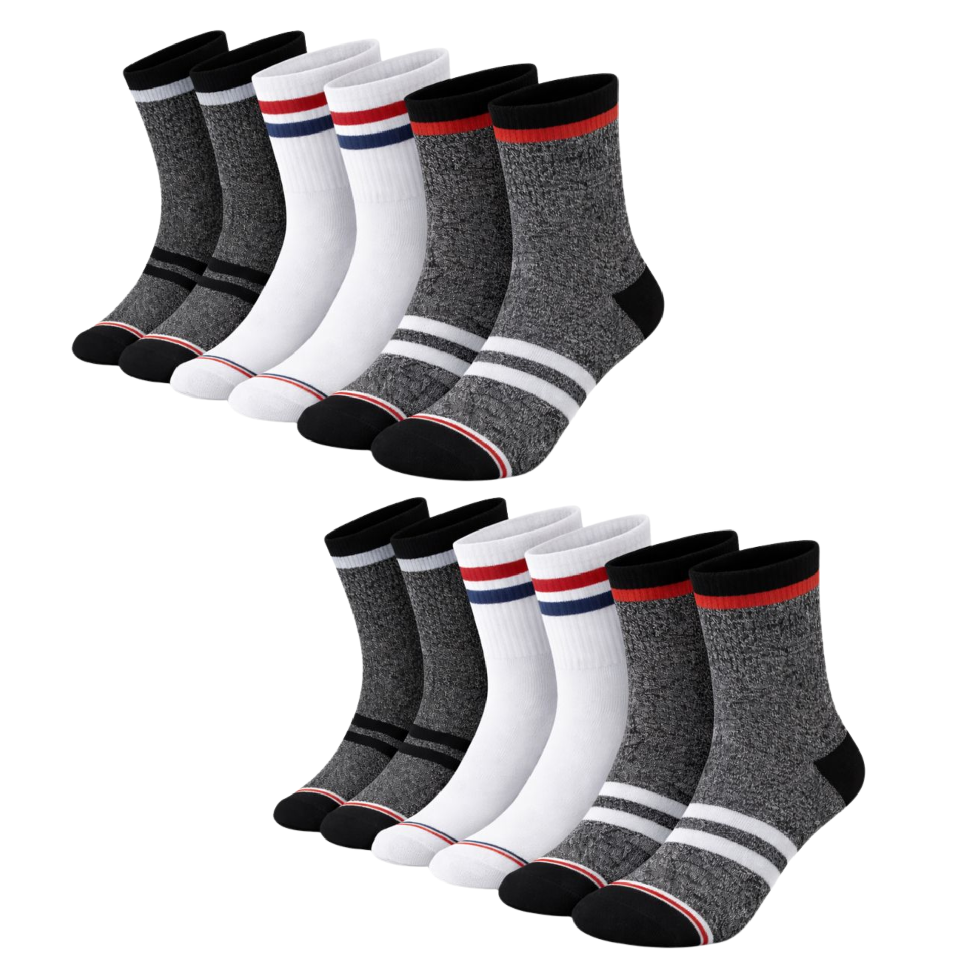 Calcetines Hombre Algodón Pack 6 – Semi Altos Deportivos y Casual, Transpirables y Cómodos, Talla 40-46, 95% Algodón 5% Elastano