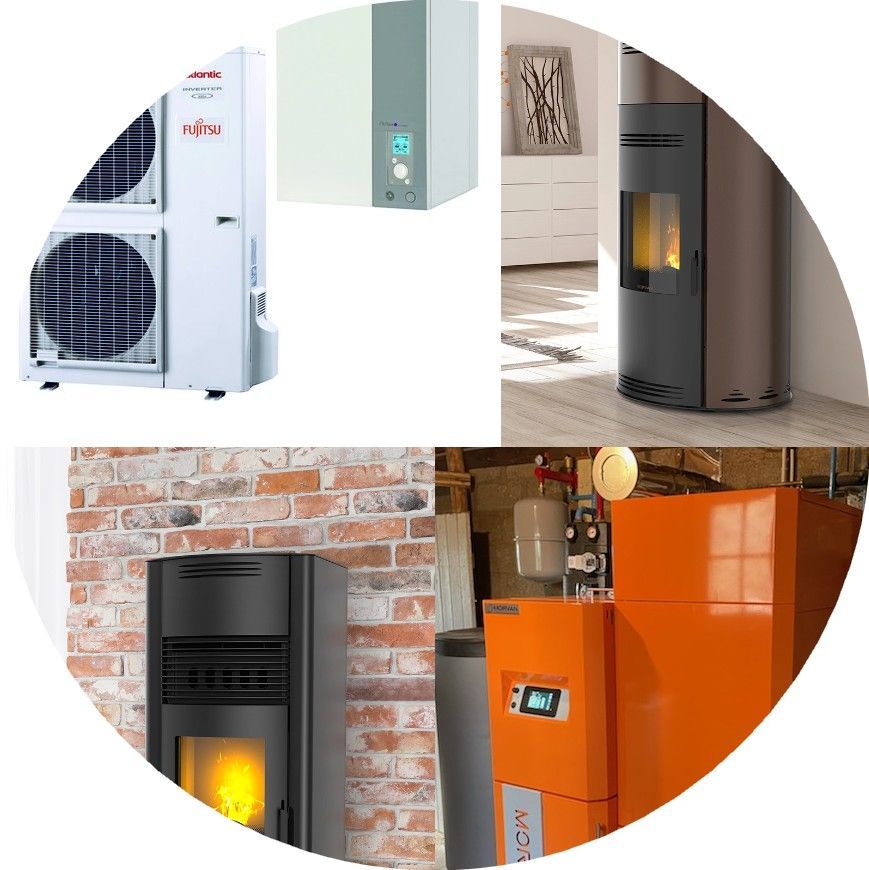 Pompe à chaleur dans une garage avec ouverture sur extérieur sur le côté