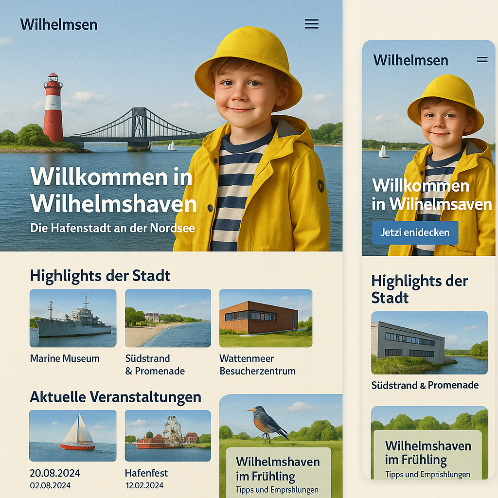 Ein Screenshot einer Website für Wilhelmshaven