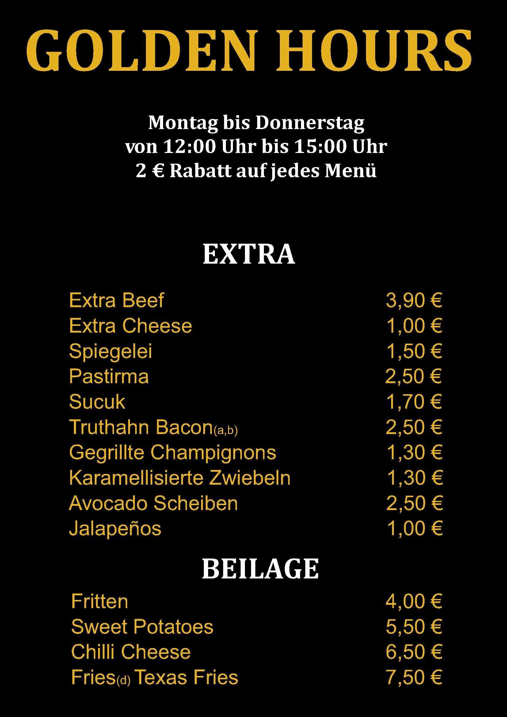 Golden Hours - Speisekarte von Etmanus GmbH